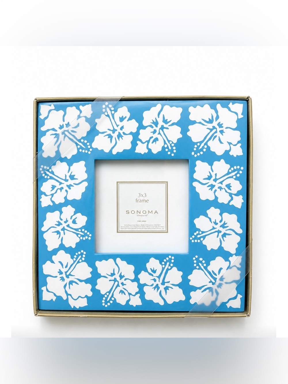 Y2K blue hibiscus Hawaiian print photo frame Sonoma NWT